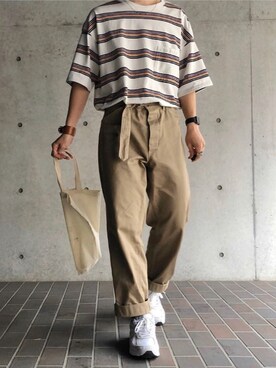 15春夏新入荷【COMOLI(コモリ)】ベルテッドチノパンツを使った人気