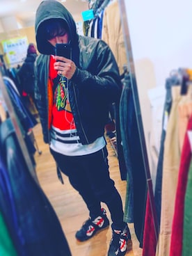 「Reebok（リーボック）のアイテム（ジャージ）」を使った、レオさん（メンズ・172cm）の冬コーディネート