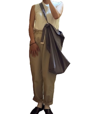 「HANES（ヘインズ）の【WEB限定】Hanes(ヘインズ) 2PスリーブレスTシャツ（Tシャツ/カットソー）」を使った、Kimaさん（レディース・159cm）の秋コーディネート