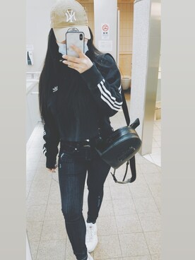 「Marc by Marc Jacobs（マークバイマークジェイコブス）のアイテム（バックパック/リュック）」を使った、yoshieさん（レディース・158cm）の春コーディネート