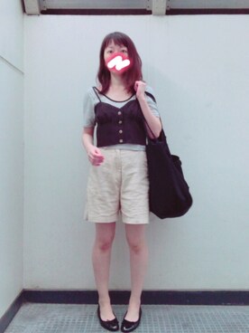 「mystic（ミスティック）の［Ｍline］M  ミニボーダーT（Tシャツ/カットソー、ホワイト系）」を使った、しいなさん（レディース・155cm）の夏コーディネート