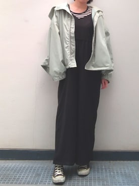 「haco!（ハコ）のアイテム（オールインワン・サロペット）」を使った、しいなさん（レディース・155cm）の春コーディネート