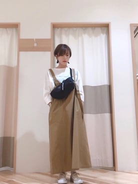 「おちびさん」｜「アイテム（オールインワン・サロペット）」を使った、わだやんさん（レディース・148cm）の春コーディネート
