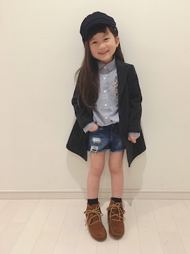 「Minnetonka（ミネトンカ）のアイテム（ブーツ）」を使った、kii_memeさん（キッズ・100cm）の冬コーディネート