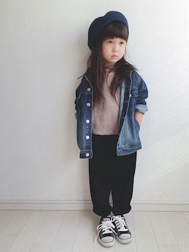 「BRANSHES（ブランシェス）のアイテム（ハンチング/ベレー帽）」を使った、kii_memeさん（キッズ・100cm）の冬コーディネート
