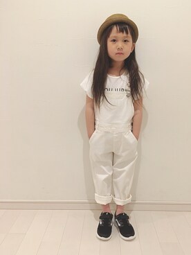 「BRANSHES（ブランシェス）のアイテム（オールインワン・サロペット）」を使った、kii_memeさん（キッズ・100cm）の春コーディネート
