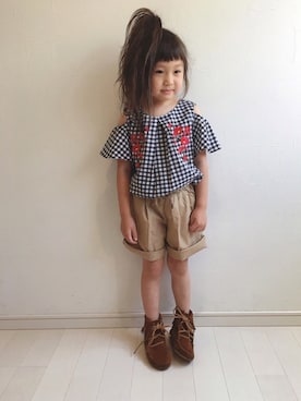 「BRANSHES（ブランシェス）のアイテム（チュニック）」を使った、kii_memeさん（キッズ・100cm）の春コーディネート