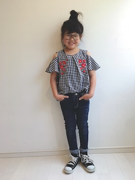 「BRANSHES（ブランシェス）のアイテム（チュニック）」を使った、kii_memeさん（キッズ・120cm）の春コーディネート