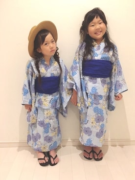 「ビーサン」｜「アイテム（浴衣）」を使った、kii_memeさん（キッズ・125cm）の夏コーディネート