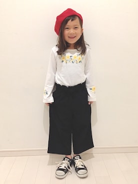 「BRANSHES（ブランシェス）のアイテム（ハンチング/ベレー帽）」を使った、kii_memeさん（キッズ・110cm）の秋コーディネート