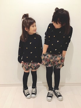 「RADCHAP（ラッドチャップ）のアイテム（スウェット）」を使った、kii_memeさん（キッズ・110cm）の秋コーディネート