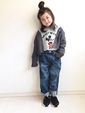 「Right-on（ライトオン）のアイテム（パンツ）」を使った、kii_memeさん（キッズ・110cm）の冬コーディネート
