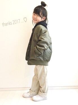 「BRANSHES（ブランシェス）のアイテム（ブルゾン）」を使った、kii_memeさん（キッズ・110cm）の冬コーディネート