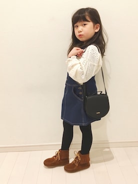 「BRANSHES（ブランシェス）のアイテム（オールインワン・サロペット）」を使った、kii_memeさん（キッズ・110cm）の冬コーディネート
