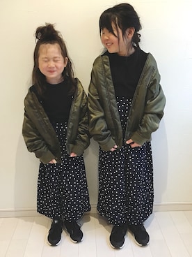 「BRANSHES（ブランシェス）のアイテム（ブルゾン）」を使った、kii_memeさん（キッズ・110cm）の冬コーディネート
