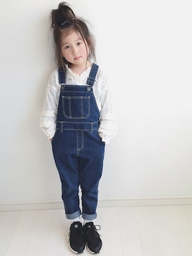 「BRANSHES（ブランシェス）のアイテム（オールインワン・サロペット）」を使った、kii_memeさん（キッズ・110cm）の春コーディネート
