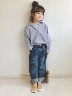 「BRANSHES（ブランシェス）のアイテム（チュニック）」を使った、kii_memeさん（キッズ・110cm）の春コーディネート
