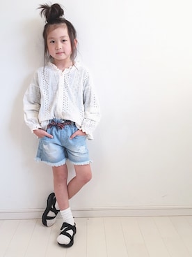 「フリルトップス」｜kii_memeさん（キッズ・110cm）の春コーディネート