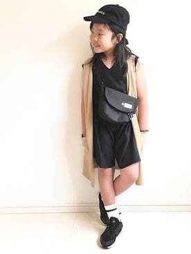 「BRANSHES（ブランシェス）のアイテム（オールインワン・サロペット）」を使った、kii_memeさん（キッズ・110cm）の春コーディネート