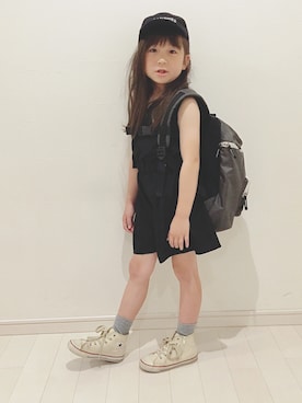 「BRANSHES（ブランシェス）のアイテム（オールインワン・サロペット）」を使った、kii_memeさん（キッズ・110cm）の夏コーディネート