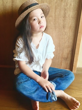 「BRANSHES（ブランシェス）のアイテム（チュニック）」を使った、kii_memeさん（キッズ・110cm）の夏コーディネート
