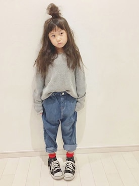 「AZUL by moussy（アズールバイマウジー）のアイテム」を使った、kii_memeさん（キッズ・110cm）の秋コーディネート