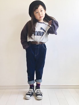 「PUMA（プーマ）のアイテム」を使った、kii_memeさん（キッズ・110cm）の秋コーディネート