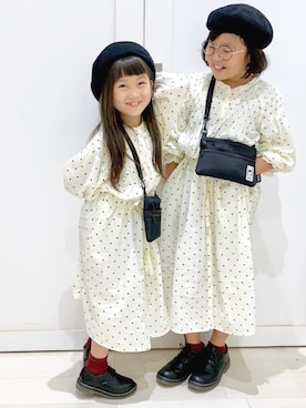 「BRANSHES（ブランシェス）のアイテム（ハンチング/ベレー帽）」を使った、kii_memeさん（キッズ・110cm）の秋コーディネート