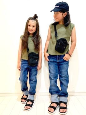 「EDWIN（エドウィン）のアイテム（パンツ）」を使った、kii_memeさん（キッズ・120cm）の春コーディネート