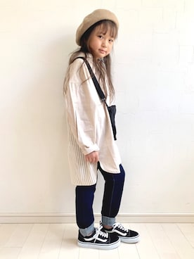 「BRANSHES（ブランシェス）のアイテム（ハンチング/ベレー帽）」を使った、kii_memeさん（キッズ・122cm）の夏コーディネート