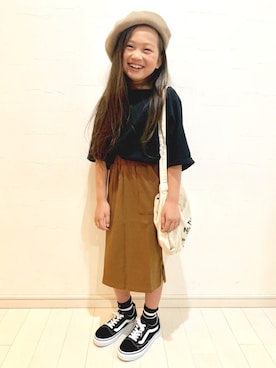 「BRANSHES（ブランシェス）のアイテム（ハンチング/ベレー帽）」を使った、kii_memeさん（キッズ・122cm）の夏コーディネート