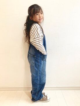「BRANSHES（ブランシェス）のアイテム（オールインワン・サロペット）」を使った、kii_memeさん（キッズ・122cm）の夏コーディネート