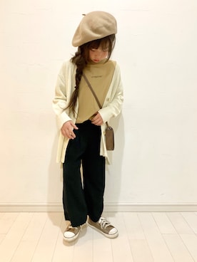 「BRANSHES（ブランシェス）のアイテム（ハンチング/ベレー帽）」を使った、kii_memeさん（キッズ・122cm）の秋コーディネート