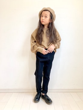 「BRANSHES（ブランシェス）のアイテム（ハンチング/ベレー帽）」を使った、kii_memeさん（キッズ・122cm）の秋コーディネート