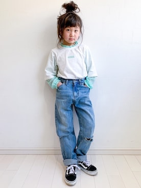 「RADCHAP（ラッドチャップ）のアイテム（トップス）」を使った、kii_memeさん（キッズ・125cm）の春コーディネート