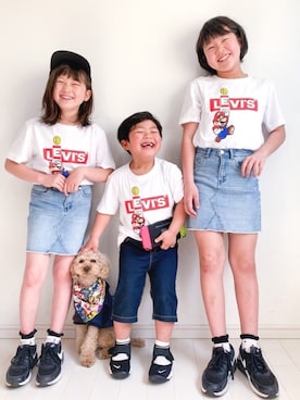 「Levi's（リーバイス）のアイテム（Tシャツ/カットソー）」を使った、kii_memeさん（キッズ・125cm）の春コーディネート