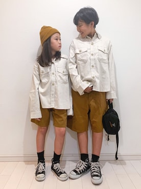 「BRANSHES（ブランシェス）のアイテム（その他アウター）」を使った、kii_memeさん（キッズ・125cm）の秋コーディネート