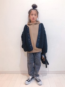 「BRANSHES（ブランシェス）のアイテム（その他アウター）」を使った、kii_memeさん（キッズ・130cm）の秋コーディネート