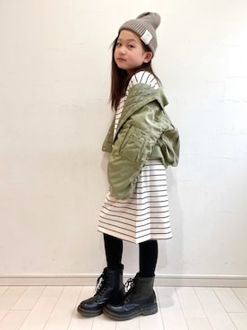 「KANGOL（カンゴール）のアイテム（ブーツ）」を使った、kii_memeさん（キッズ・130cm）の冬コーディネート