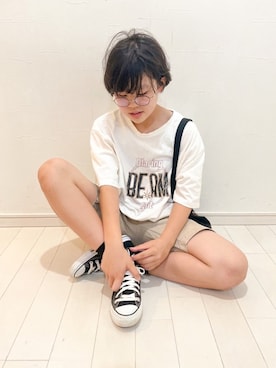 「kutir（クティール）のアイテム（Tシャツ/カットソー）」を使った、kii_memeさん（キッズ・130cm）の春コーディネート