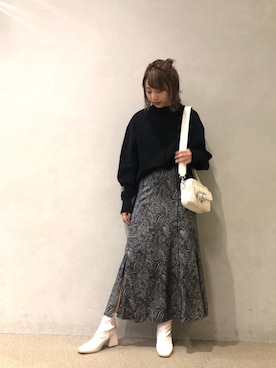 「PAGEBOY（ページボーイ）のハイネックウラケプルオーバー(トレーナー/スウェット)（スウェット）」を使った、marukaさん（レディース・159cm）の秋コーディネート