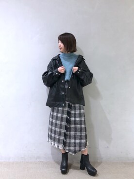 「ラップスカート」｜「アイテム（ブルゾン）」を使った、marukaさん（レディース・159cm）の冬コーディネート