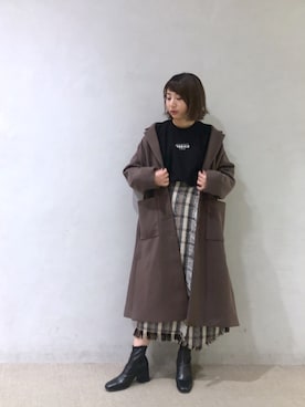 「PAGEBOY」｜「アイテム（ダウンジャケット/コート）」を使った、marukaさん（レディース・159cm）の冬コーディネート