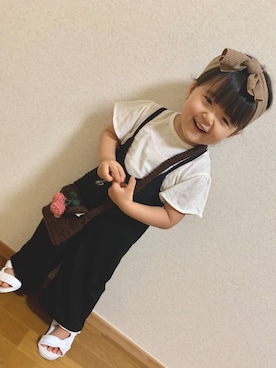 「西松屋（ニシマツヤ）のアイテム（サロペット/オーバーオール）」を使った、❁︎ ま の ❁︎さん（キッズ・90cm）の夏コーディネート