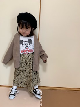 「Right-on（ライトオン）のアイテム（スカート）」を使った、❁︎ ま の ❁︎さん（キッズ・90cm）の秋コーディネート