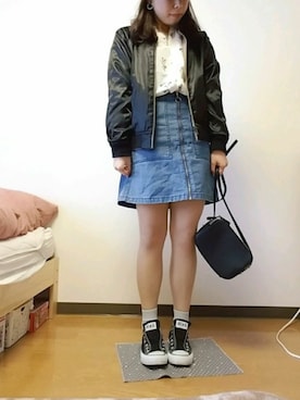 「Right-on（ライトオン）のアイテム（ブルゾン）」を使った、MIIIさん（レディース・158cm）の春コーディネート