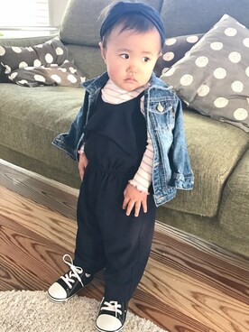 「静岡キッズ」｜「アイテム（オールインワン・サロペット）」を使った、˙˳⋆﻿୨୧あい୨୧˙˳⋆﻿さん（キッズ・80cm）の冬コーディネート