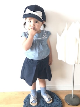 「静岡キッズ」｜「アイテム（帽子）」を使った、˙˳⋆﻿୨୧あい୨୧˙˳⋆﻿さん（キッズ・90cm）の夏コーディネート