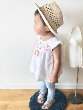 「静岡キッズ」｜「アイテム（帽子）」を使った、˙˳⋆﻿୨୧あい୨୧˙˳⋆﻿さん（キッズ・90cm）の夏コーディネート