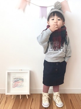 「静岡キッズ」｜˙˳⋆﻿୨୧あい୨୧˙˳⋆﻿さん（キッズ・90cm）の冬コーディネート